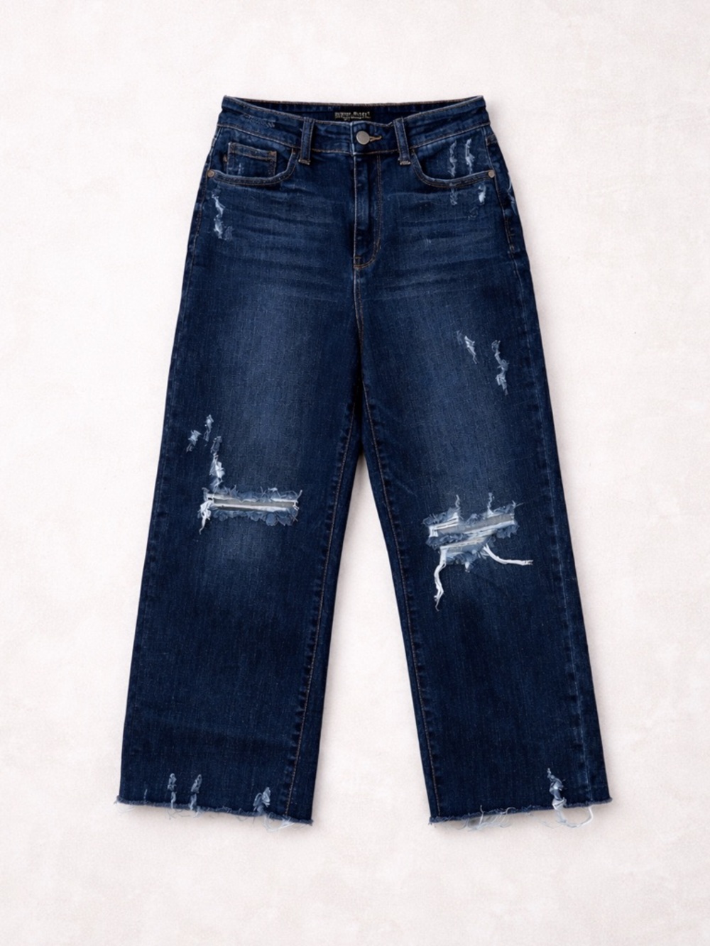 Judy Blue Wide Leg Distressed Jeans Dark Wash Size 7/28 Coastal Cowgirl Skater